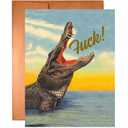 F*ck! Crocodile Encouragement Card - Unique Gift by Offensive + Delightful