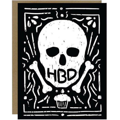 Happy Birthday HBD Skull Card - Unique Gift by Kat French Design