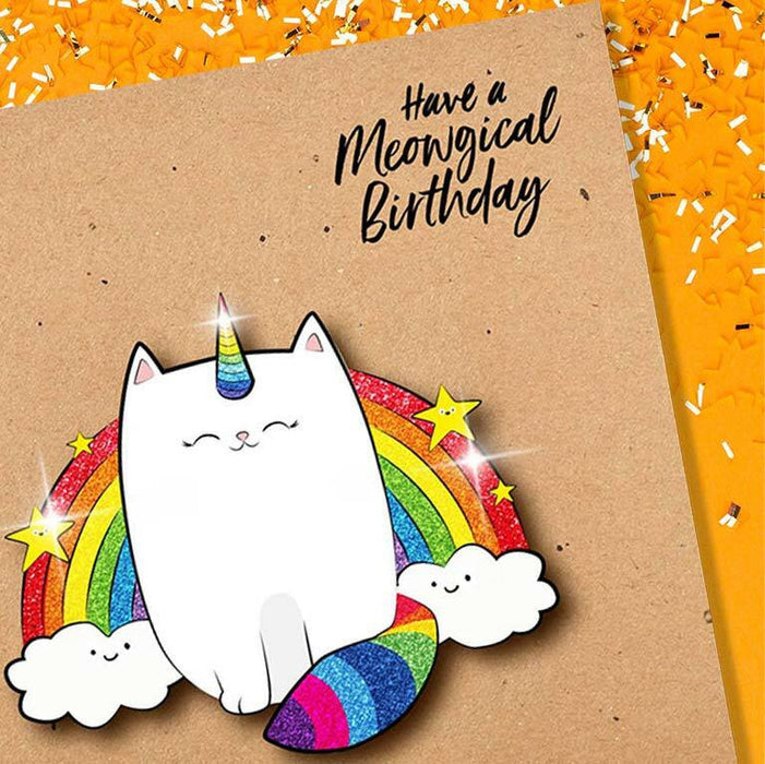 Have A Meowgical Birthday Glitter Card - Unique Gift by Tache