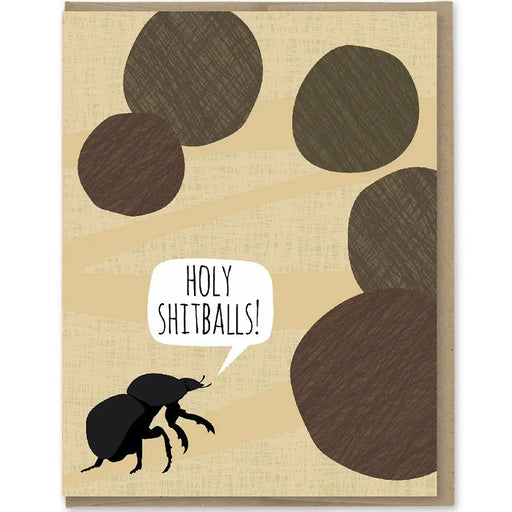 Holy Shitballs Dung Beetle Congratulations Card - Unique Gift by Modern Printed Matter