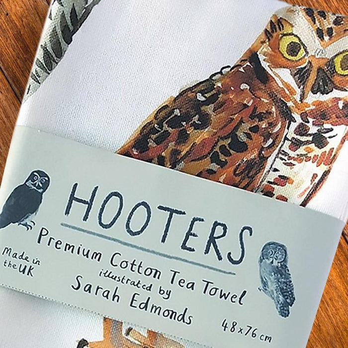 Hooters Dirty Pun Owl Dish Towel - Unique Gift by Sarah Edmonds Illustration