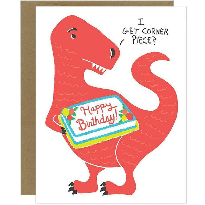 I Get Corner Piece? Dinosaur Birthday Card - Unique Gift by Kat French Design