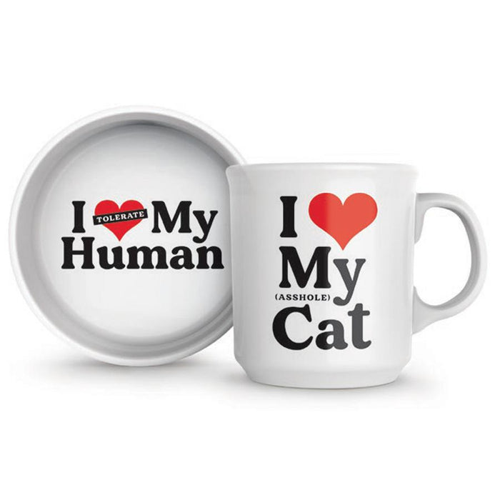 I Love My (Asshole) Cat Mug + Bowl Set - Unique Gift by Fred