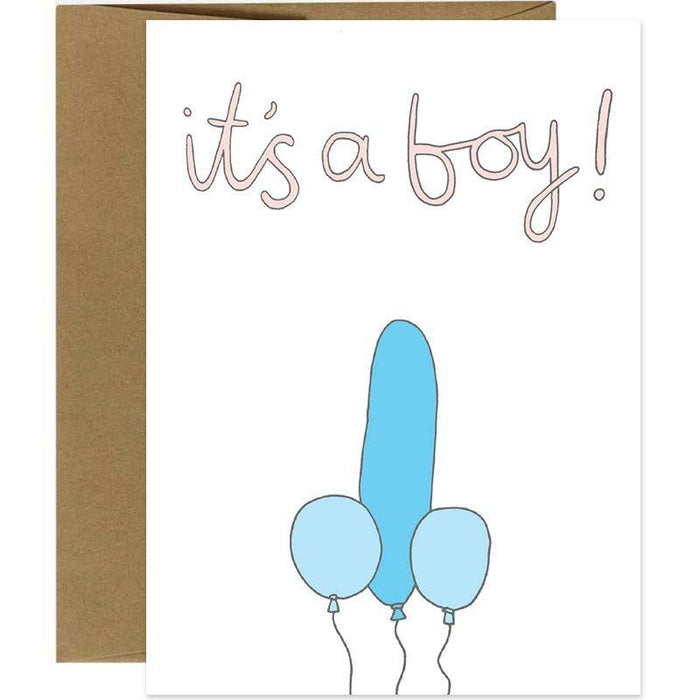 It's a Boy! Penis Balloon New Baby Card - Unique Gift by You`ve Got Pen On Your Face
