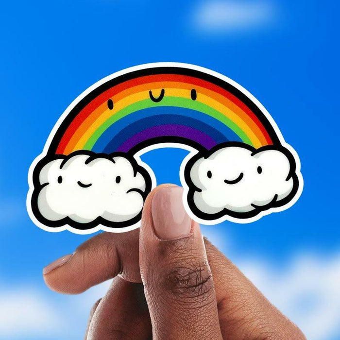 Kawaii Rainbow Cloud Sticker - Unique Gift by Shop Emily M