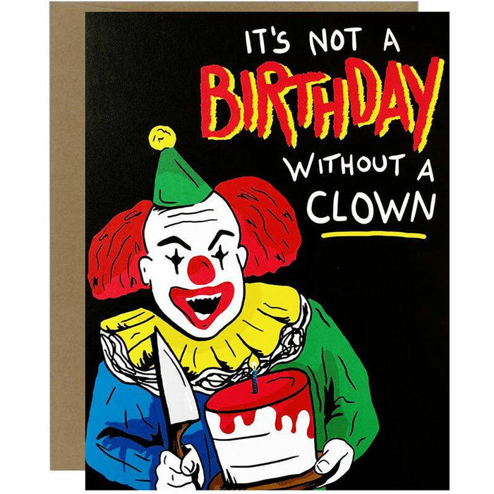 Killer Clown Happy Birthday Card - Unique Gift by Kat French Design
