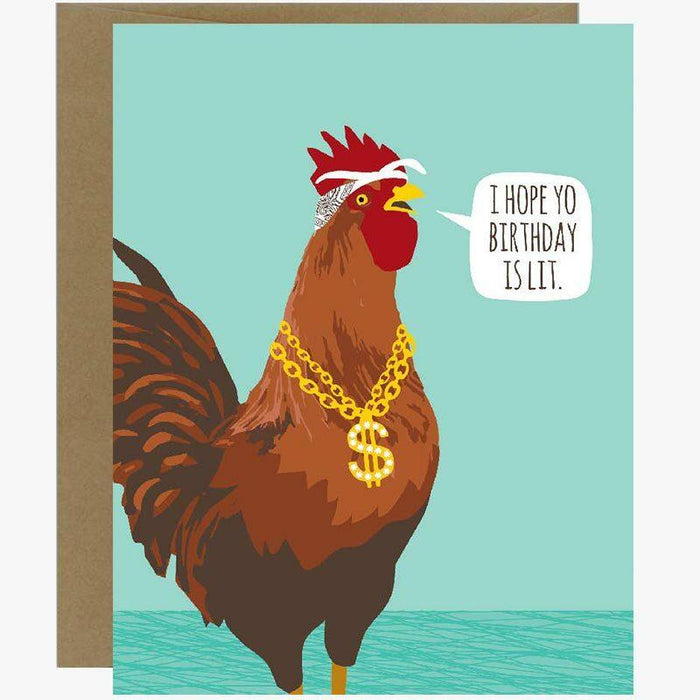 Lit Gangsta Rooster Birthday Card - Unique Gift by Modern Printed Matter