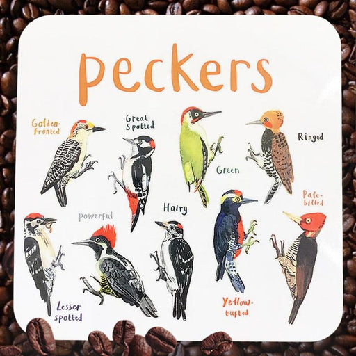 Peckers Fowl Bird Coaster - Unique Gift by Sarah Edmonds Illustration