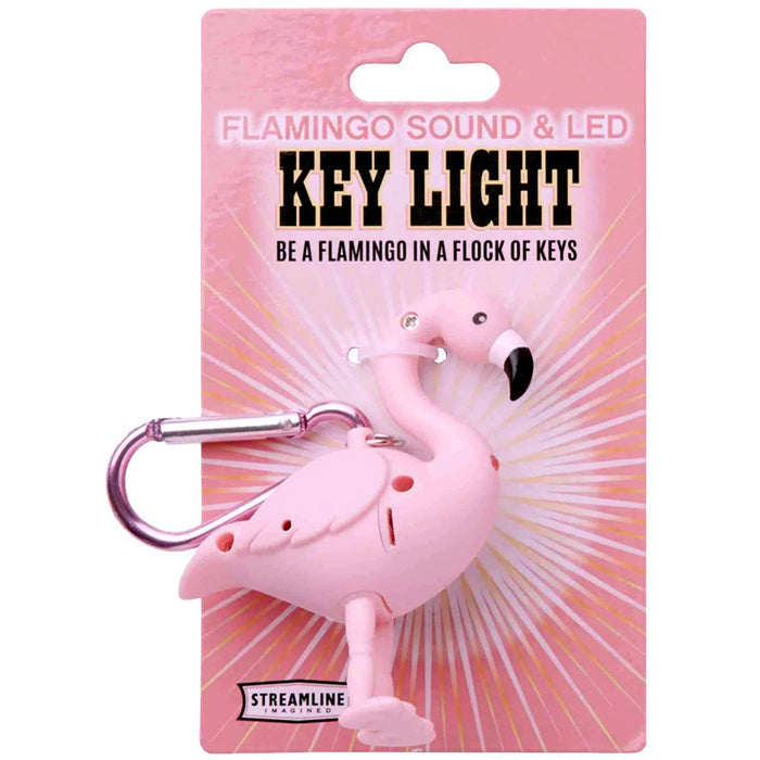 Pink Flamingo Keychain With LED + Sound - Unique Gift by Streamline