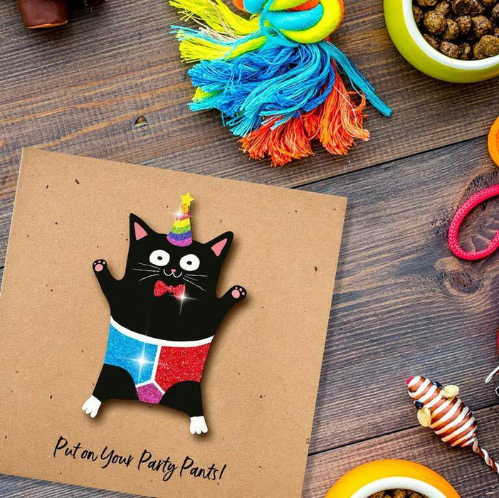 Put On Your Party Pants Glitter Card - Unique Gift by Tache
