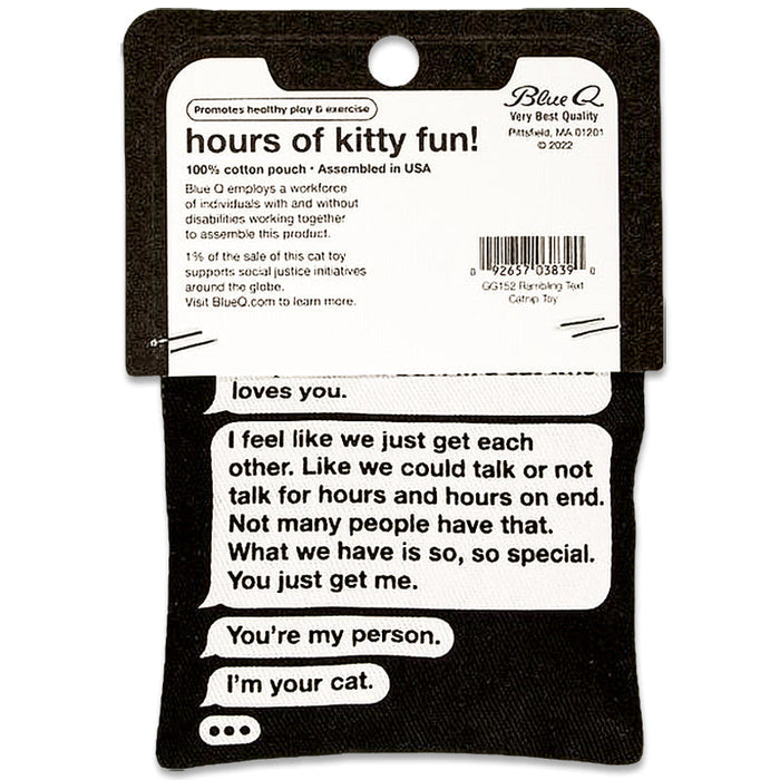 Rambling, Late-Night Text From Your Cat Catnip Cat Toy - Unique Gift by Blue Q