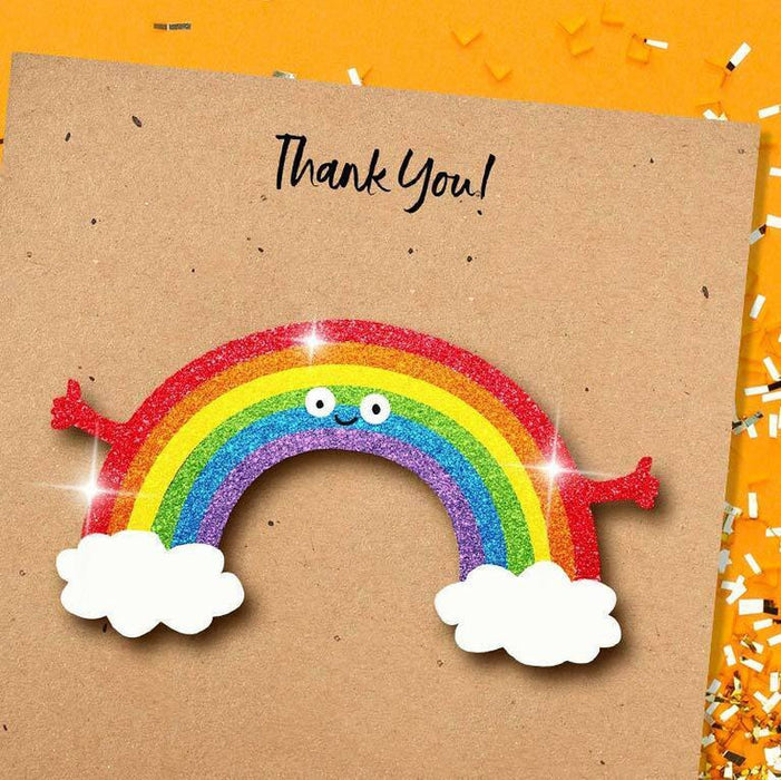 Thank You! Rainbow Glitter Card - Unique Gift by Tache