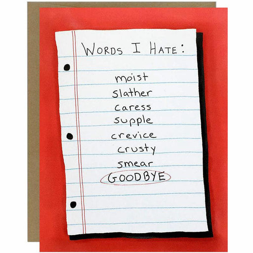 Words I Hate: Goodbye Greeting Card - Unique Gift by Kat French Design