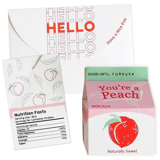 You're A Peach 3D Juice Box Greeting Card - Unique Gift by UWP Luxe