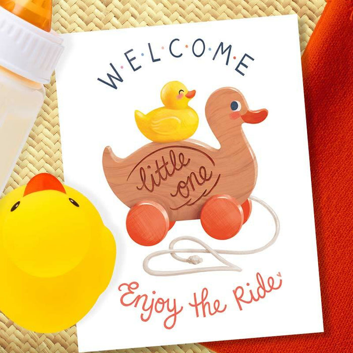 Welcome Little One, Enjoy the Ride New Baby Card - Mudsplash Studios