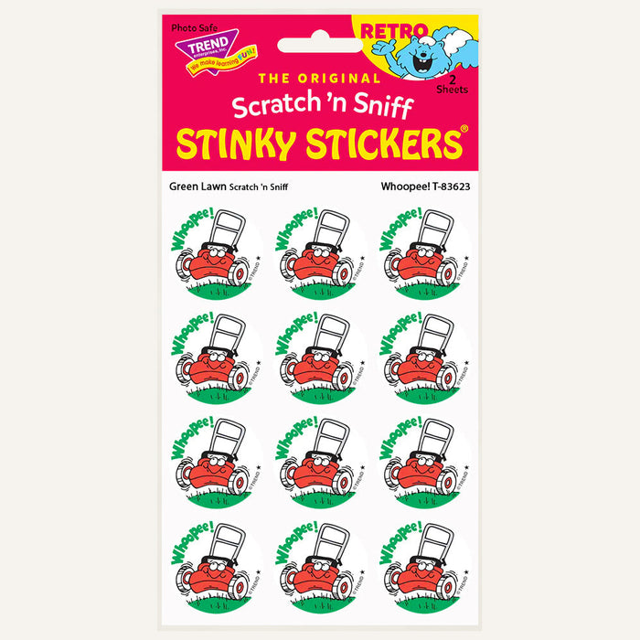 Whoopee! Green Lawn Scented Retro Scratch 'n Sniff Stinky Stickers - Perpetual Kid