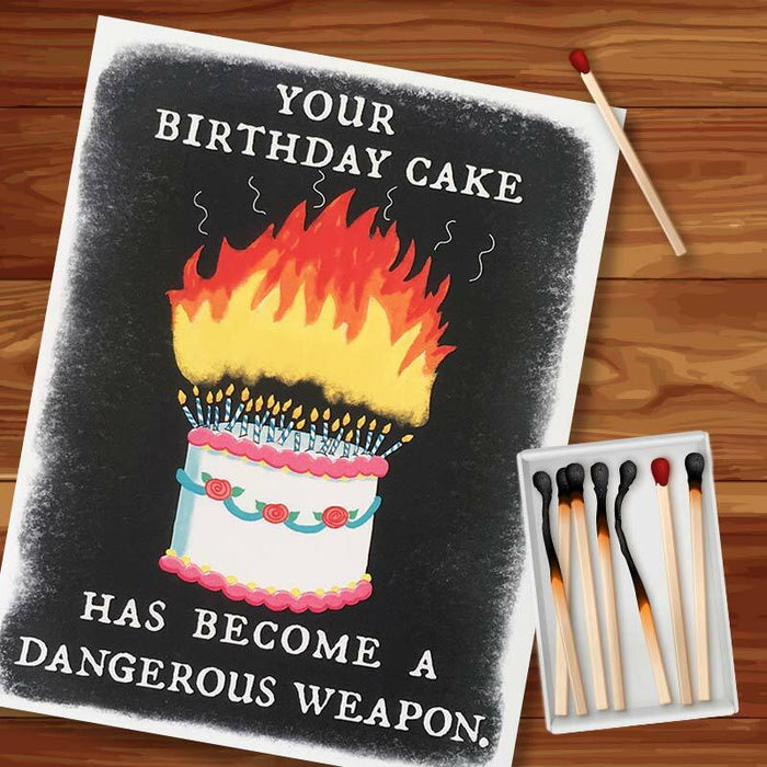Your Cake Is A Dangerous Weapon Birthday Card - Bangs & Teeth