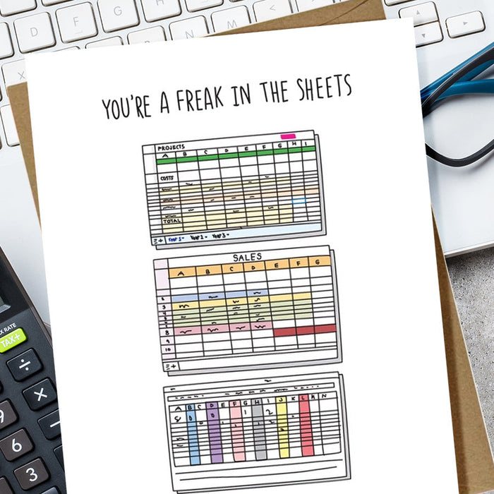 You're A Freak In The Sheets Co-worker Greeting Card