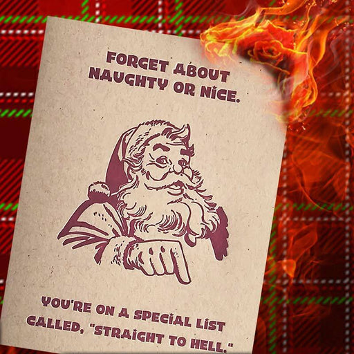 You're On A Special List Called Straight To Hell X-Mas Card - Guttersnipe Press Letterpress Greetings